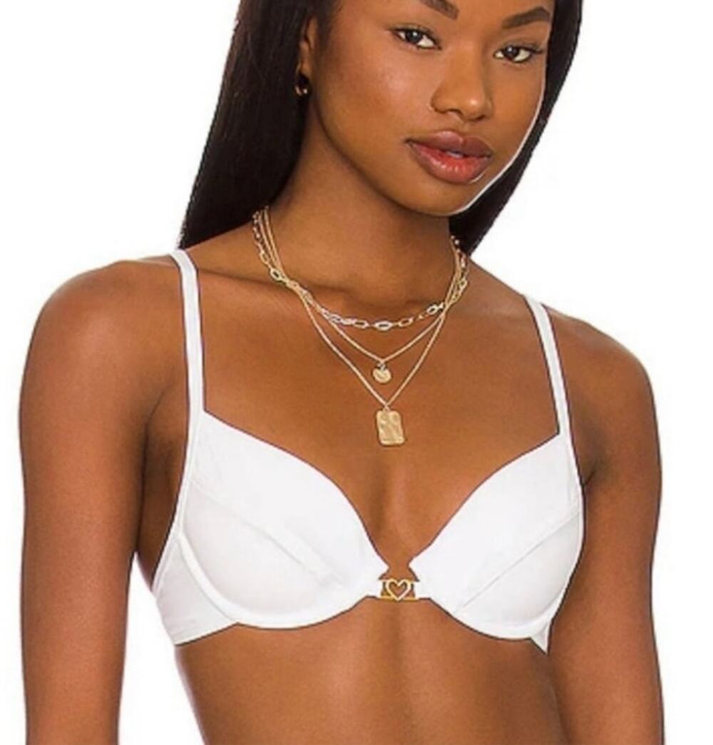 L*Space Stardust Bikini Top in White Size Medium NWT Padded Underwire